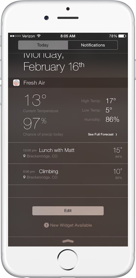 Fresh Air’s Today widget